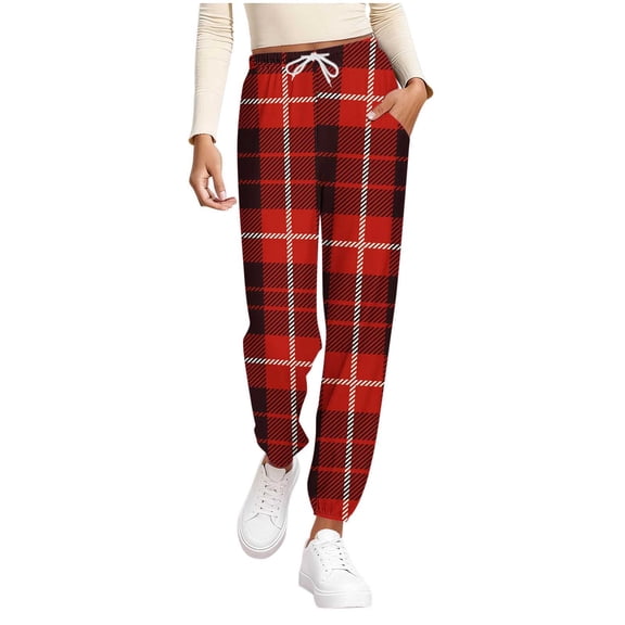 LIaqionyy Womens Plaid Pajama Bottoms Comfy Casual Pants Drawstring Elastic Waist Lounge Sleepwear with Pockets