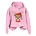 thumbnail image 4 of Fiaer Christmas Hoodie for Women Cute Reindeer Graphic Hooded Sweatshirts Long Sleeve Plus Size Fashion Comfort Tops Pink XL, 4 of 4