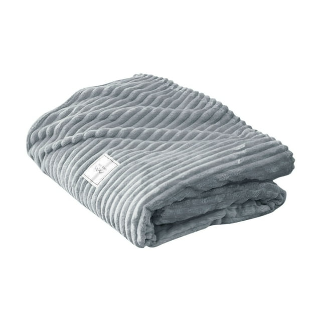 Popular Home Essentials, Fleece Solid Color Striped Fleece Blanket Coral Fleece Sofa Cover Blanket Air Conditioning Blanket Nap Blanket