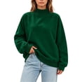 thumbnail image 2 of HOMBOM Womens Fall Winter Oversized Plain Sweatshirt Raglan Mock Neck Pullover Ribbed Hem Long Sleeve Soft Tops, 2 of 7
