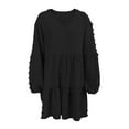 thumbnail image 5 of WBQ Womens Swiss Dot Dress Long Sleeve V Neck Tunic Dress Casual Flowy Ruffle Swing Chiffon Mini Dresses Black Tag XXL/US 14, 5 of 10