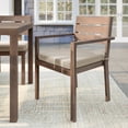 thumbnail image 6 of Martha Stewart Set of 2 Indoor-Outdoor Stackable Patio Dining Armchairs with Brown Brushed Woodgrain Aluminum Finish and Cream All-Weather Seat Cushions, 6 of 11