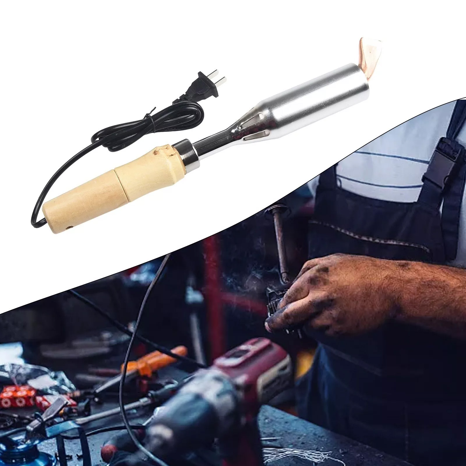 Welding Repair Tool 300W Electric Soldering Iron Solder Welding With Handle Wooden Handle Soldering Iron