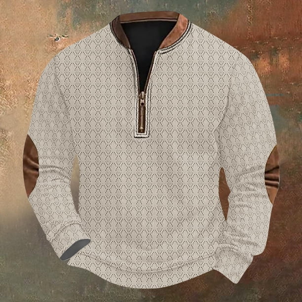 Blusas y camisas de manga larga con cuello redondo Sudadera con capucha de cuello redondo para hombre Jersey estampado Blusa de poliéster de manga larga para hombre