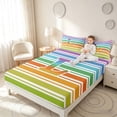 thumbnail image 3 of Manfei Rainbow Stripe Monogram Queen Sheets, Glitter Letter L Queen Sheet Sets, Multicolor White, Polka Dots Reversible 4pcs1 Flat Sheet + 1 Fitted Sheet + 2 Pillowcases, 3 of 6