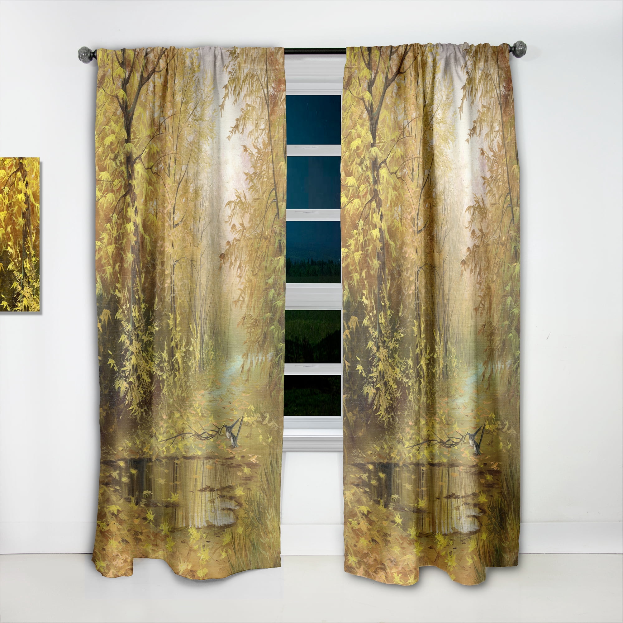 Designart 'Pathway in Beautiful Autumn Forest' Landscapes Curtain Panel