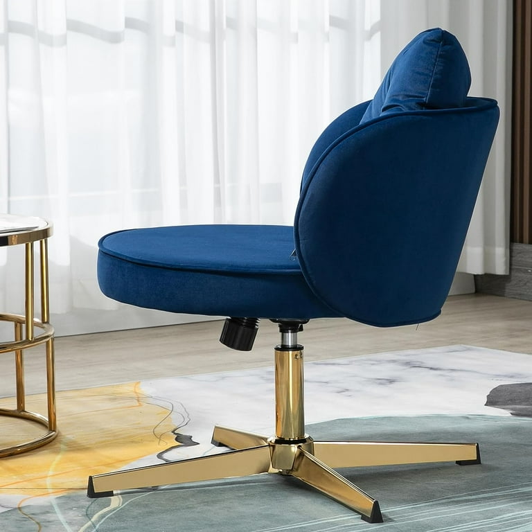 Tabaray Office Chair no Wheels Velvet Desk Chair with Pillow Height Adjustable Velvet Home Office Task Chair for Bedroom Reading Room Office Library Navy Walmart