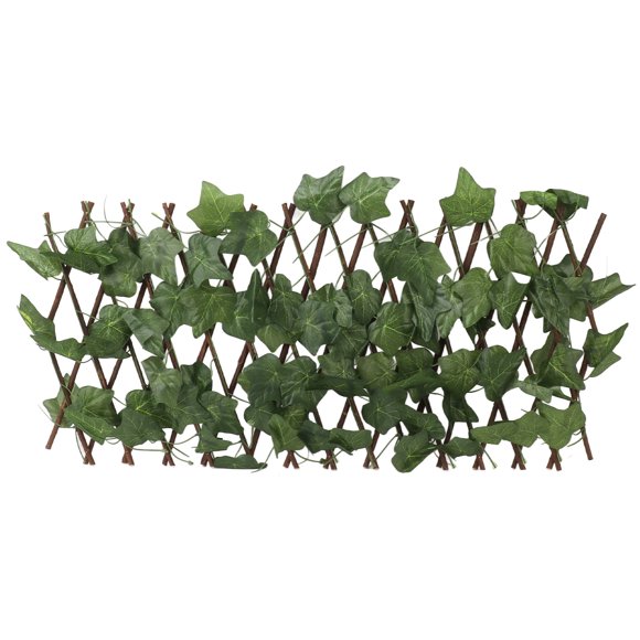 Expandable Artificial Ivy Hedge Fence - Realistic Large Creeper Leaf Privacy Screen, Made of Willow Wood, Plastic & Silk - UV-Resistant, Waterproof Decorative Fencing for Balcony, Garden, Yard - Easy