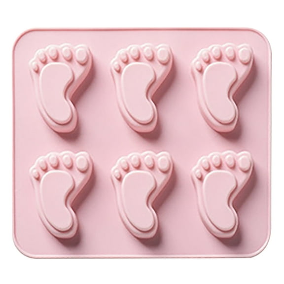 BSJJY Baby Foot Shape Silicone Molds, 6 Cavity 3D Footprint Silicone Molds Cake Fondant Baking Molds for Baby Shower Party, Birthday, Candy, Chocolate,Mousse, Jelly, Pudding DIY Baking,1pc