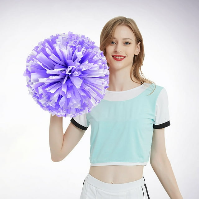 Hbdhejl 2Pcs Cheerleaders Handheld Color Flower Sports Activities Performance Cheering Supplies Round High Density Color Strip Lightweight Double Finger Ring Buckle Design Anti Slip Off