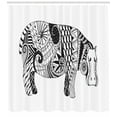 thumbnail image 3 of Hippo Shower Curtain, Stylized Hippo Figure Hand-Drawing Style Print Ornamented with Geometric Forms, Fabric Bathroom Set with Hooks, 69W X 84L Inches Extra Long, Black and White, by Ambesonne, 3 of 3