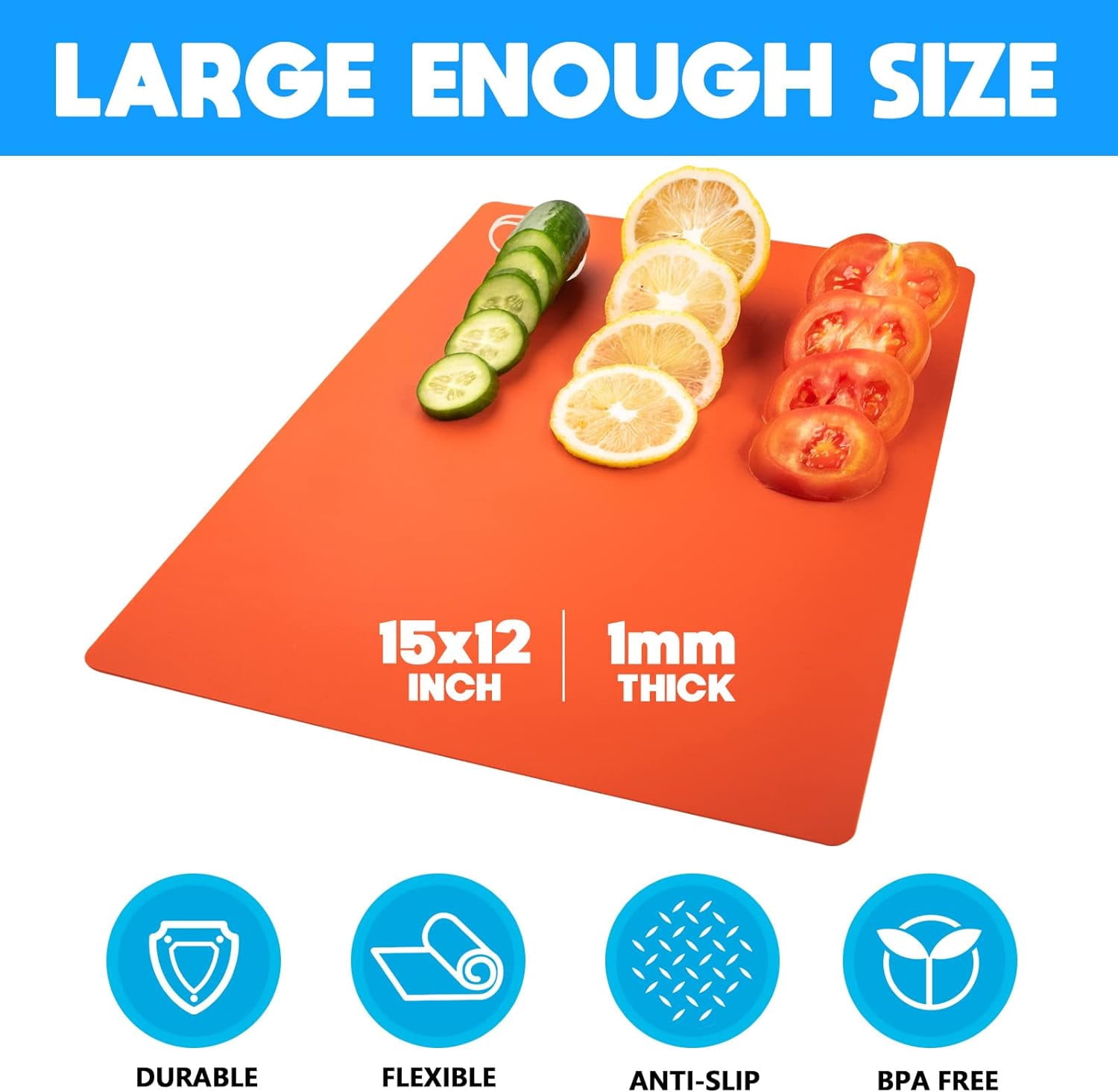 JJEAN-7 Pieces Flexible Cutting Boards, BPA Free Plastic Cutting Boards for Kitchen, Non Slip Cutting Mat for Meat and Vegetables
