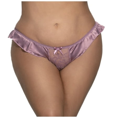 

Lacy Line Plus Size Sexy Classic High Waist Ruffle Satin Thong Panties