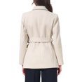 thumbnail image 3 of INSPIRE CHIC Women's Short Pea Coat Winter Warm Peter Pan Collar Double Breasted Belted Overcoat Jacket Slim Fit Work Outerwear XS Beige, 3 of 6