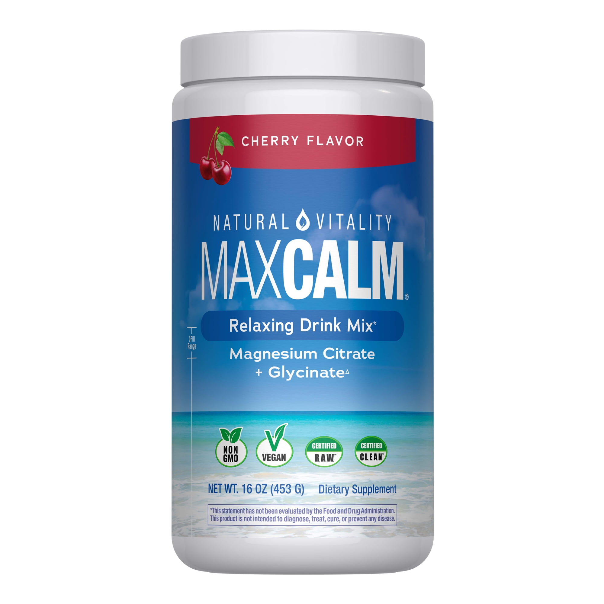 CALM Magnesium Powder Supplement | Cherry Flavor | 16 Ounces | by Natural Vitality