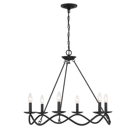 Meridian M100137MBK 6-Light Chandelier in Matte Black
