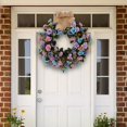 thumbnail image 3 of de flores artificiales de primavera de 15,7 pulgadas con hojas , arreglos florales para puerta delantera, ventana, pared, decoración Rosado y morado Gloria Guirnalda de flores, 3 of 8