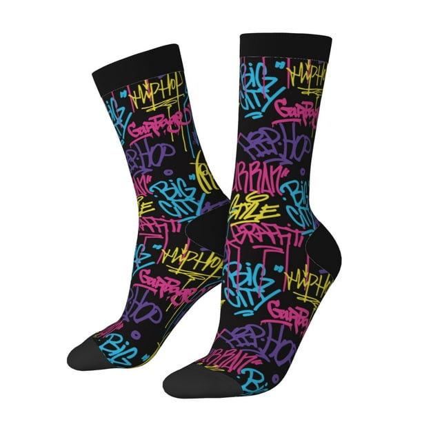 Balery Graffiti Art Calcetas Largas con Estampado para Hombre y Mujer – Suaves y Transpirables, Talla Única (US 5-11)