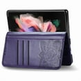 thumbnail image 4 of Mantto For Samsung Galaxy Z Fold 6 Wallet Case, Bling Diamond PU Leather Flip Wallet Case Hand Strap Butterfly Embossed Protective Flip Kickstand Card Holder Magnetic Closure Phone Cover,Purple, 4 of 12