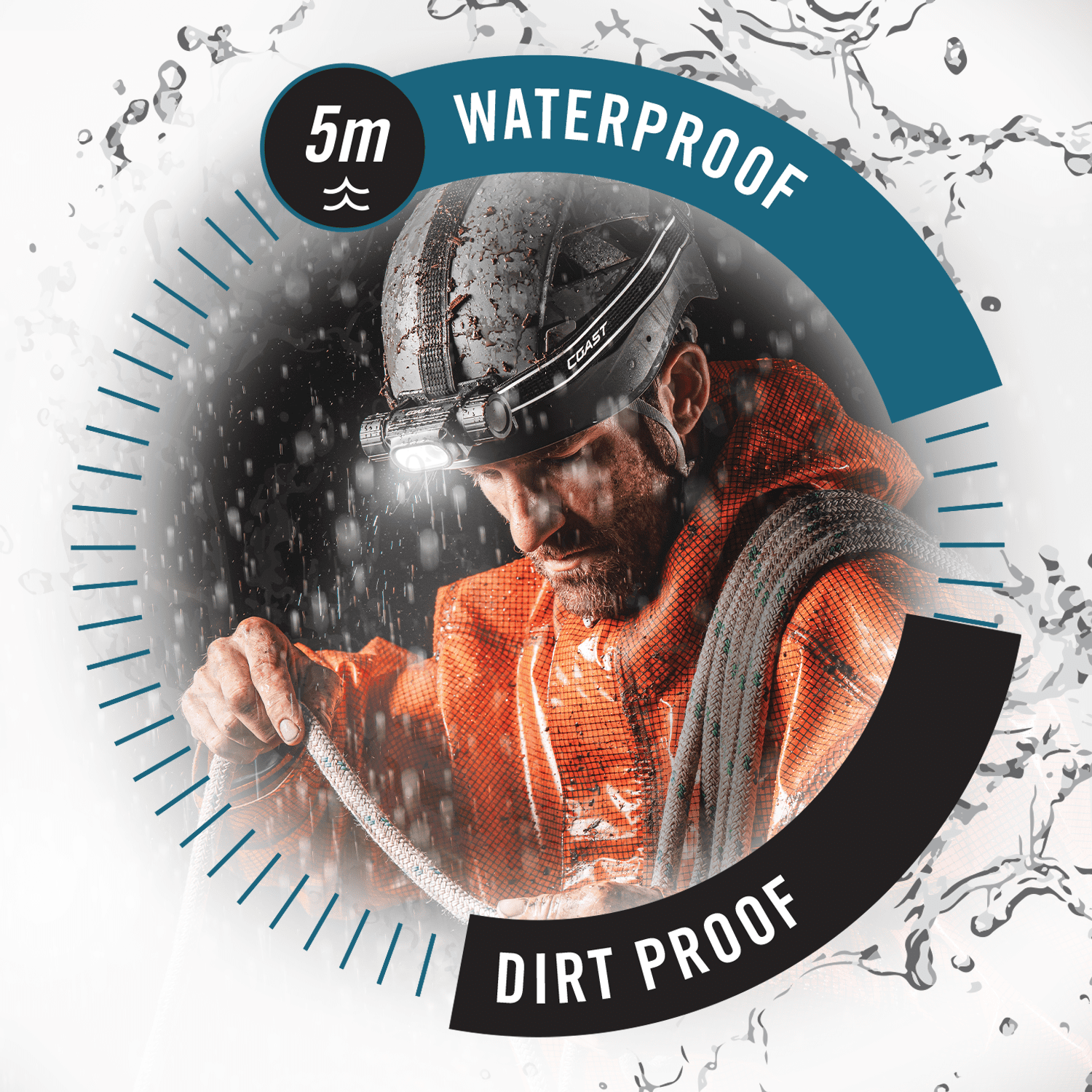 COAST WPH34R 2000 Lumen WATERPROOF Ultra Bright IP68 USB Rechargeable-Dual Power Headlamp