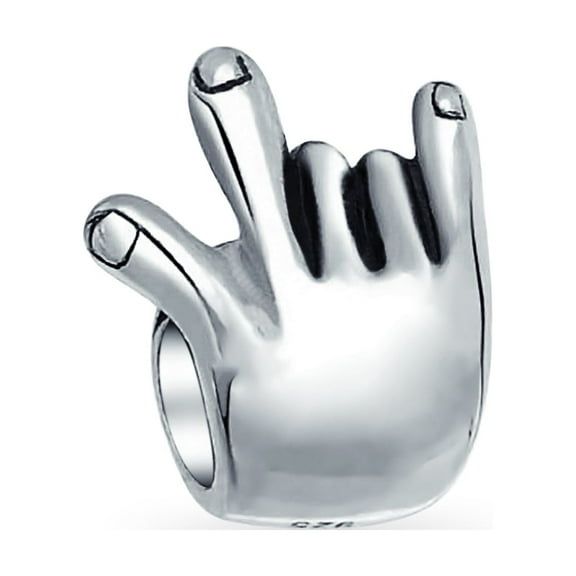 Bling Jewelry Womens Initial Alphabet Bead Charm A-Z BFF Hand Sign I Love You Oxidized Silver Bead