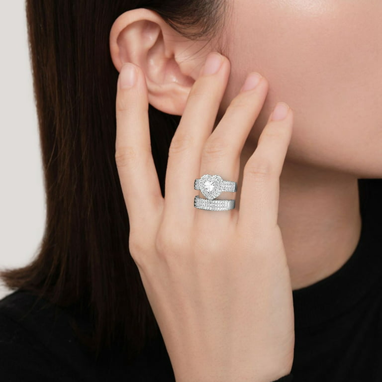 PMUYBHF Christmas WoMen's Rings Size 10-12 Love Full Diamond Ring Zircon  Set European And American Plating Whites Gold Engagement Ring Female