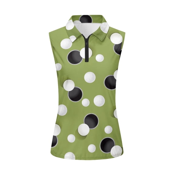 Whosucclay 3D Golf Ball Pattern Golf Shirts for Women for Ladies, Comfortable Quarter Zip Athletic Tops for Tennis Sport XS - 2XL