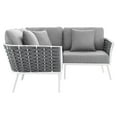 thumbnail image 5 of Lounge Sectional Sofa Chair Set, White Grey Gray, Aluminum, Metal, Fabric, Modern Contemporary, Outdoor Patio Balcony Cafe Bistro Garden Furniture Hotel Hospitality, 5 of 10