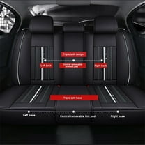 Leadwolf Car Rear Seat Cover Leather for Honda for Accord 2007-2018 Waterproof Soft Front Rear Cushion Protector standard Black 1PCS