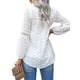 thumbnail image 3 of Qarigey Camisa de mujer con cuello en V con volantes Blusa de encaje casual de manga larga con cuello en V Prendas para la parte del cuerpo Blanco S, 3 of 6