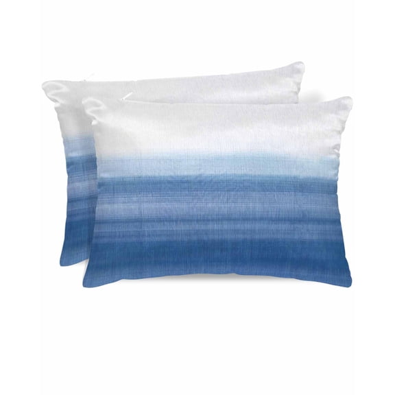 Hokiten King Size Pillow Cases Set of 2, Pillow Covers for Bed, Blue White Ombre Satin Pillowcases with Zipper for Hair/Skin, Pillow Protector Cover, Modern Abstract Striped Lines Art 20x36 Inches