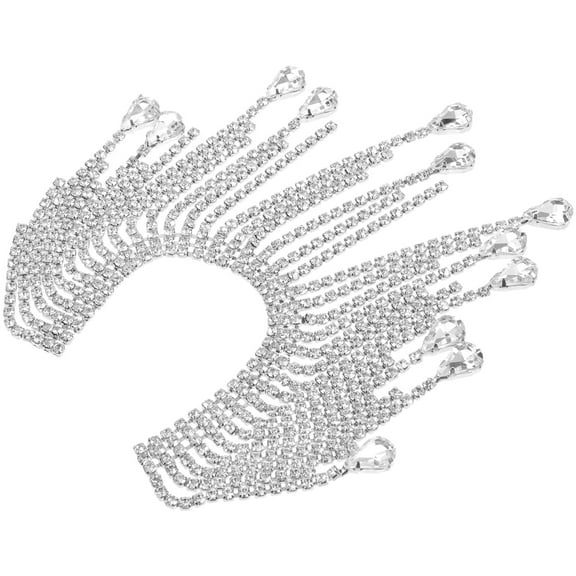 STRANDCHIC Silver Metal Rhinestone Chain Tassel Trim for Fashion and Craft Decoration