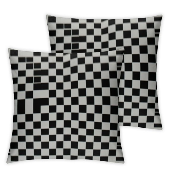 BANET Throw Pillow Covers Gingham Square Pillow Cases Set of 2 for Decorative Cushion Bed Couch Sofa Black White 12x12in