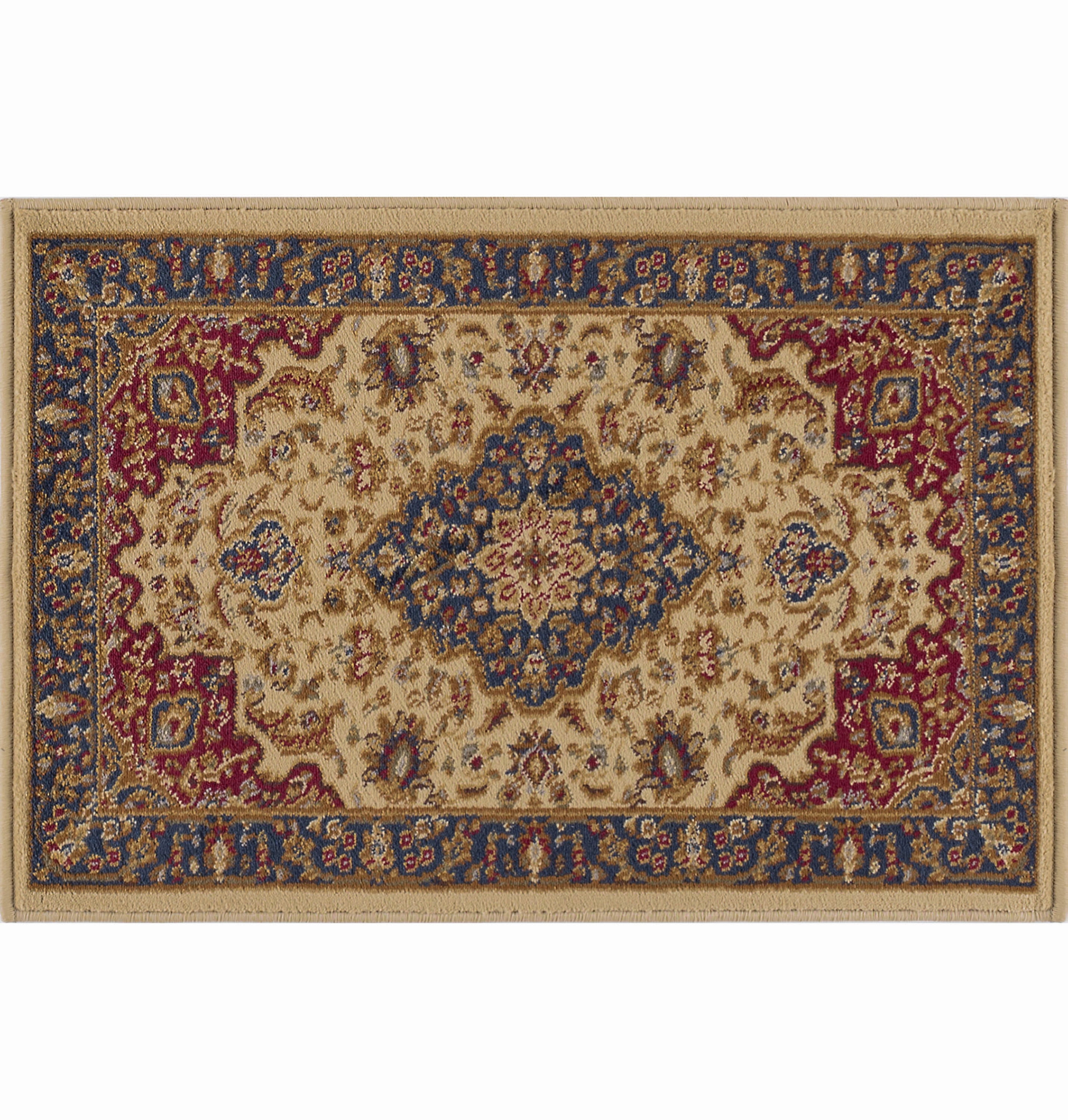 Sensation Transitional 2' x 3' Ivory and Scarlet Polypropylene Indoor Area Rug