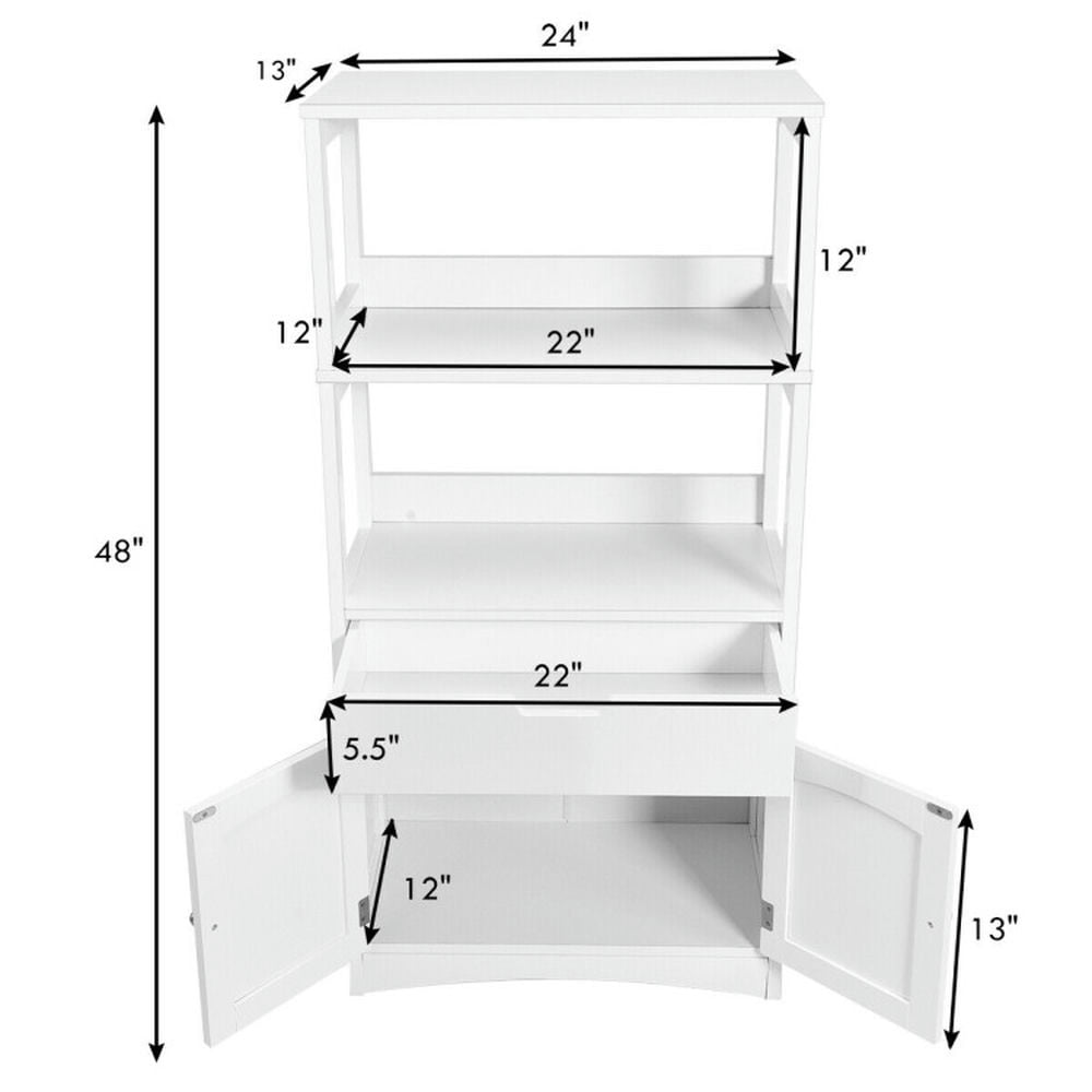 Finihen Bathroom Storage Cabinet, Bathroom Floor Cabinet, Bathroom Storage Cabinet with Drawer and Shelf Floor Cabinet, for Bathroom, Living Room, Bedroom, Kitchen, White