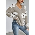 thumbnail image 4 of NACOjama Womens Long Sleeve Sweater V Neck Casual Loose Knit Top LightGray XL, 4 of 5