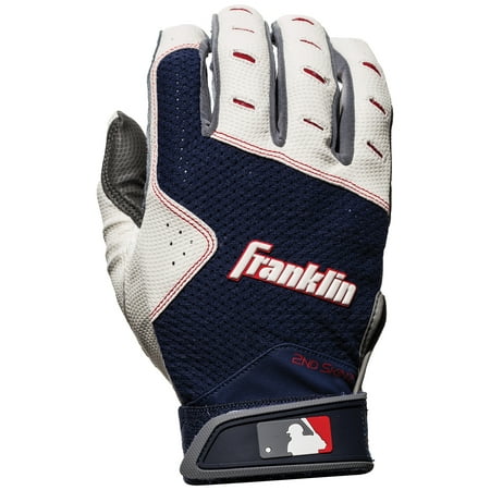 Franklin Sports 2nd Skinz XT Batting Gloves - Gray/Navy - Adult Small