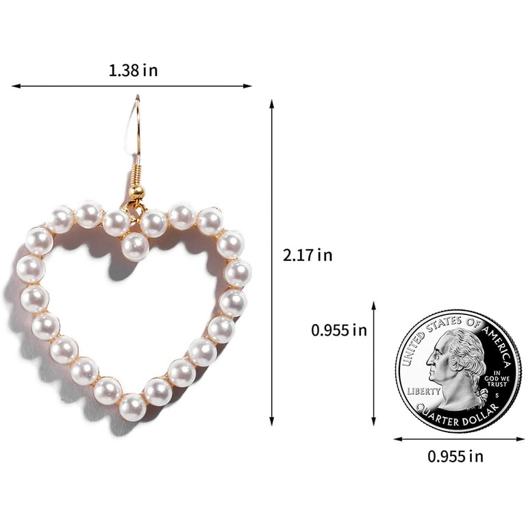 ピアス Pearl And Valentine Heart Earrings Pearl Heart Drop Earrings Love Heart Dangle Earrings For