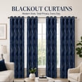 thumbnail image 4 of 100% Blackout Curtains Silver Waves Lines Grommet Thermal Insulated Curtains for Living Room Bedroom Patio Door,NavyBlue,W37 x L54 inch (4 Panels), 4 of 9