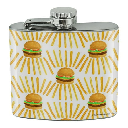 

Burgers and Fries Fast Food Pattern Stainless Steel 5oz Hip Drink Kidney Flask