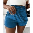 thumbnail image 4 of Deliqiba Women Jean Denim Skort Sexy- High Waisted Asymmetrical Short Mini Short Dark Blue XL, 4 of 7