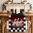 thumbnail image 2 of Table Runner 72 Inches Long for Kitchen Dining, Chef Dresser Scarf Farmhouse, Dining Table Decorations for Wedding/Parties, Cartoon Cute Watercolor Cooking Black Plaid 16 x 72 In, 2 of 8