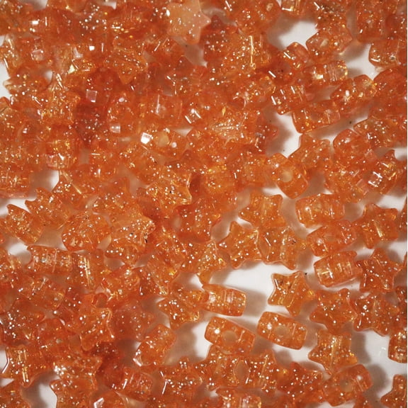 Star Beads Glitter Sparkle Orange 13mm Pony Beads Large Hole Made in USA