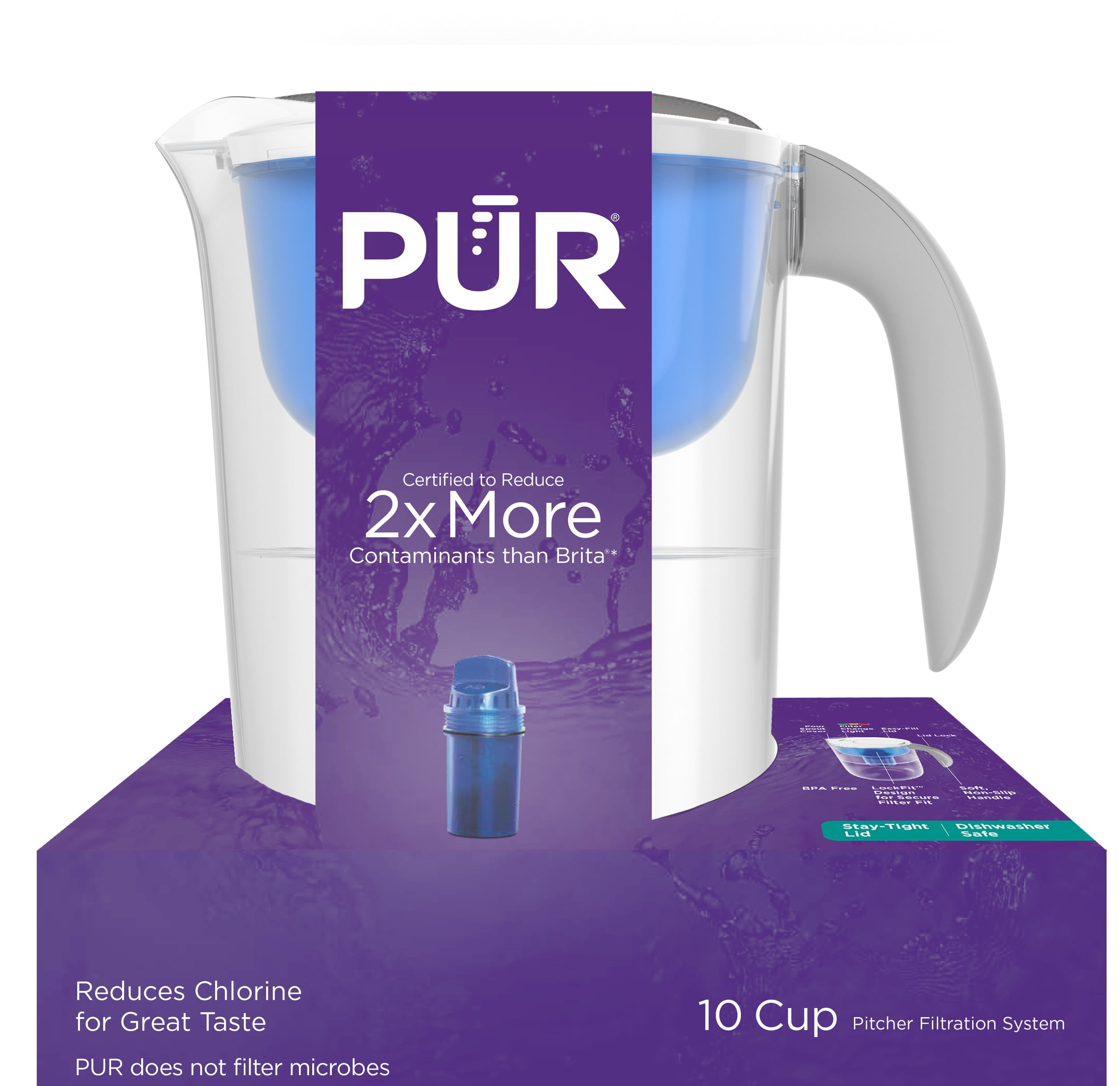 Beautiful by PUR 12 Cup Pitcher Water Filtration System, White