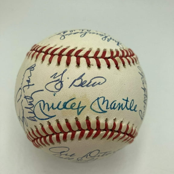 1961 New York Yankees World Series Champs Team Signed Baseball Mickey Mantle JSA