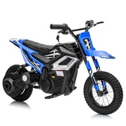 UBesGoo Electric Dirt Bike, 24V 250W Ride on Toys for Big Kids with Music & Bluetooth, 14 mph Twist-Grip Throttle & Hand-Operated Rear Brake, Blue