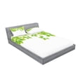 thumbnail image 2 of Ambesonne Tree Fitted Sheet & Pillow Sham Set, Leaves Spring Art, Full, Green White, 2 of 2