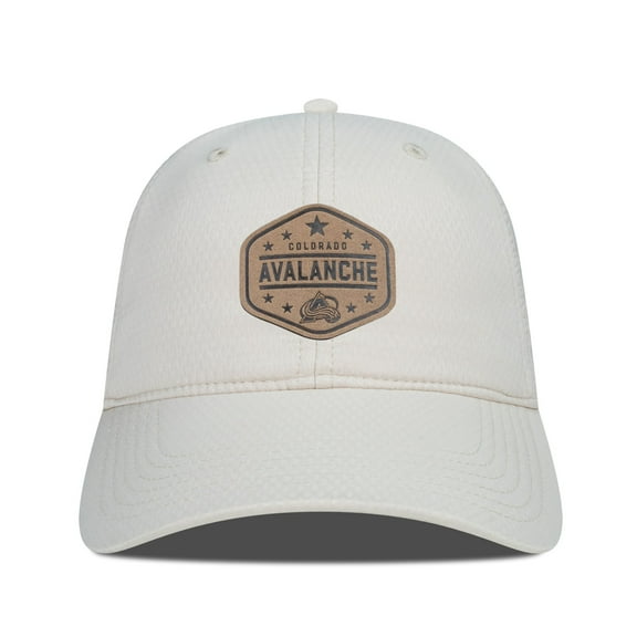 Men's Levelwear  Cream Colorado Avalanche Faux Leather Patch Unstructured Adjustable Hat