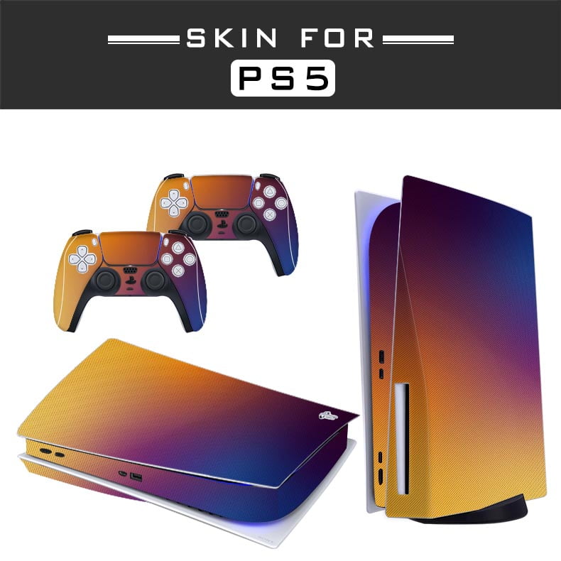 PlayStation 5 New 825GB SSD Console Disc Drive Version with Wireless  Controller and Mytrix Purple Orange Fade Full Body Skins for PS5 Disc  Edition 