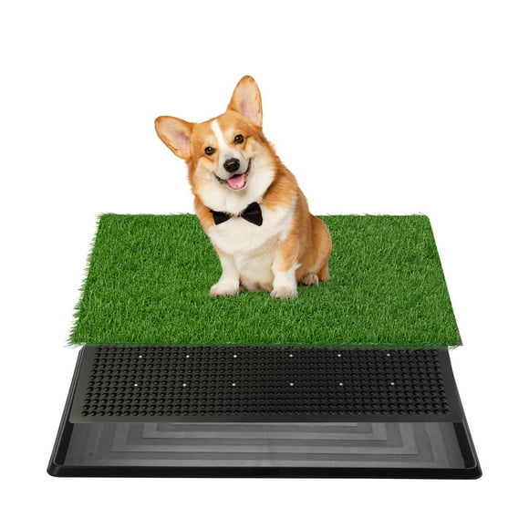 HOXPETY Grand Pot d'Intérieur pour Chien en Herbe 51 x 76 cm avec Plateau, Tapis en Gazon Artificiel Réutilisable pour l'Entraînement au Pot pour Chiot, Toilette Portative pour Chien d'Extérieur, Système à 3 Couches, 30 Pouces x 20 Pouces